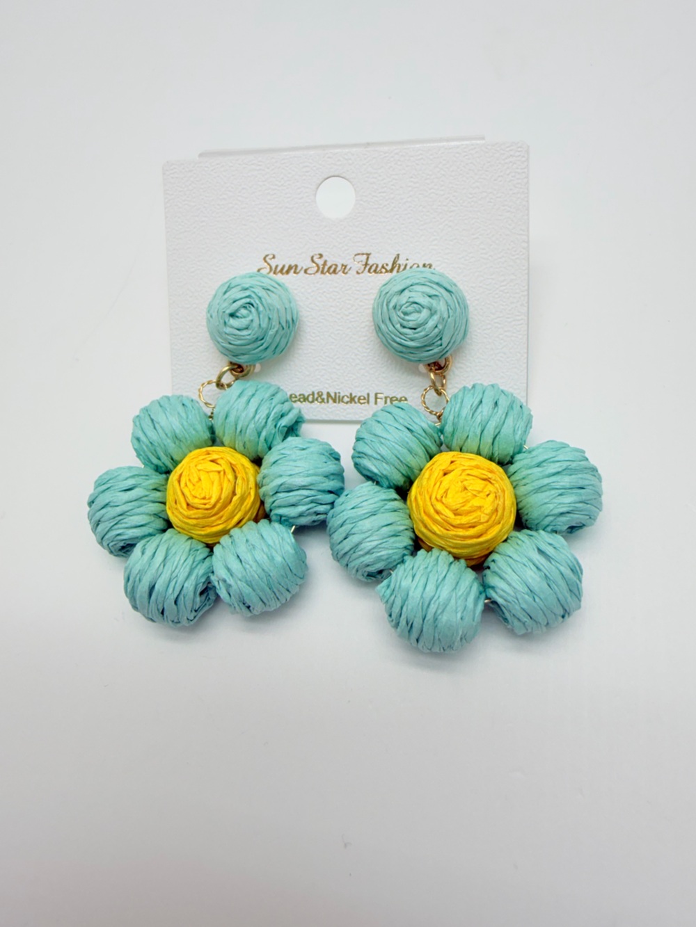 Turquoise & Yellow Floral Drop Earrings